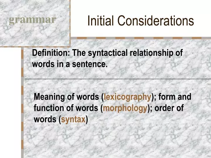 initial considerations n.
