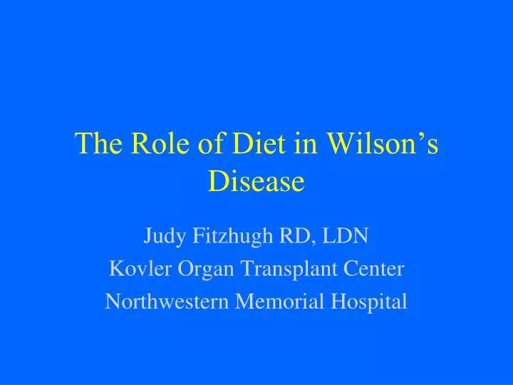 the role of diet in wilson s disease n.