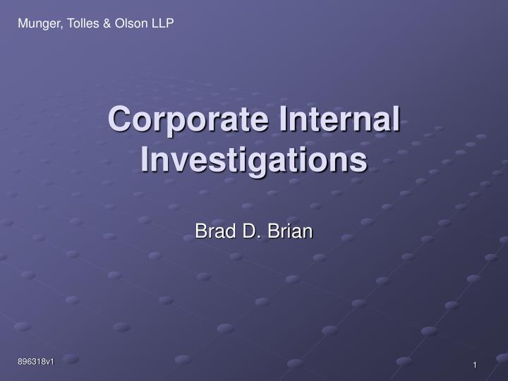 corporate internal investigations n.