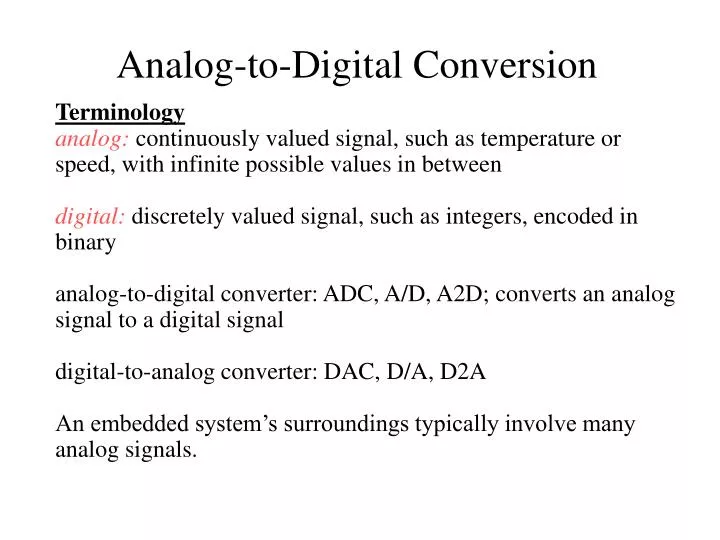 analog to digital conversion n.