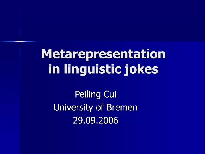 metarepresentation in linguistic jokes n.