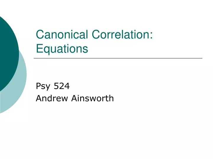 canonical correlation equations n.