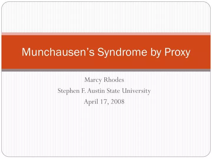 munchausen s syndrome by proxy n.