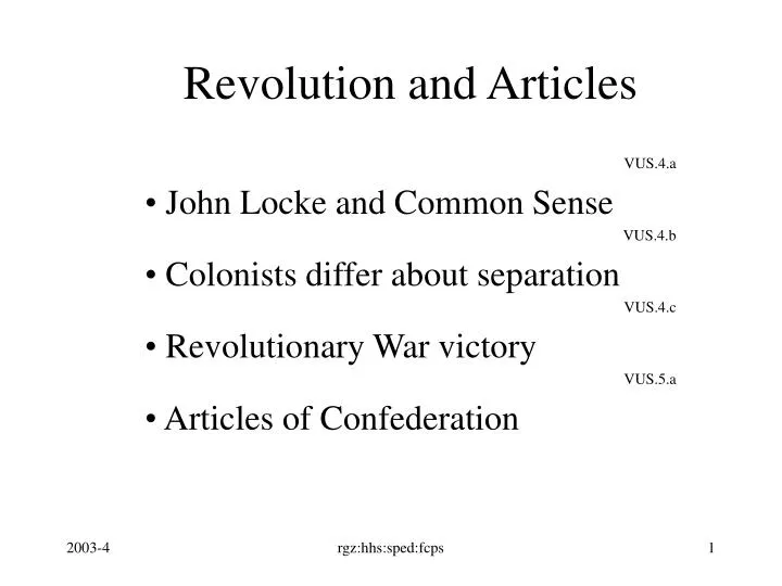 revolution and articles n.