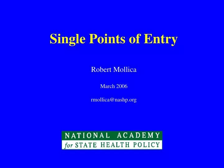 single points of entry n.