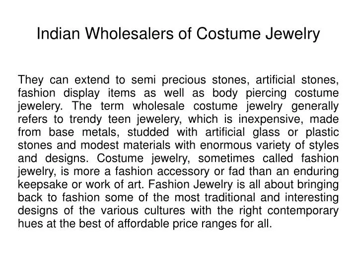 indian wholesalers of costume jewelry n.