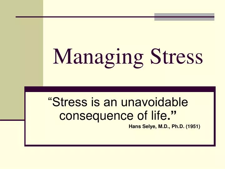 managing stress n.