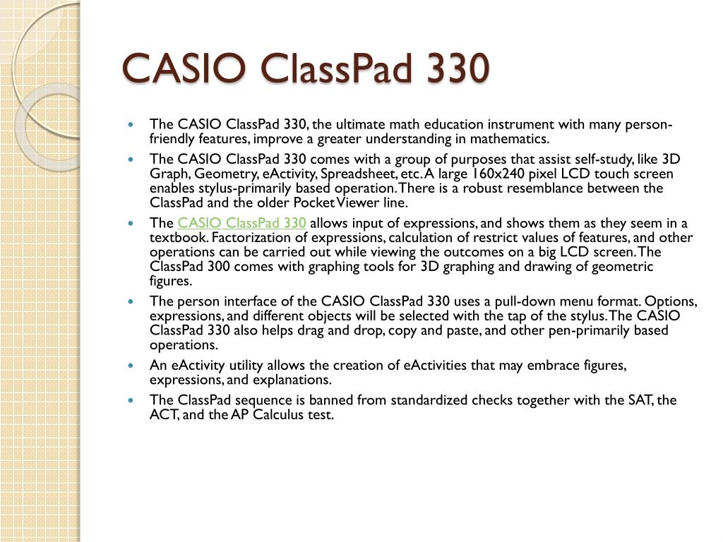 PPT - CASIO ClassPad 330 PowerPoint Presentation, free download - ID:176252