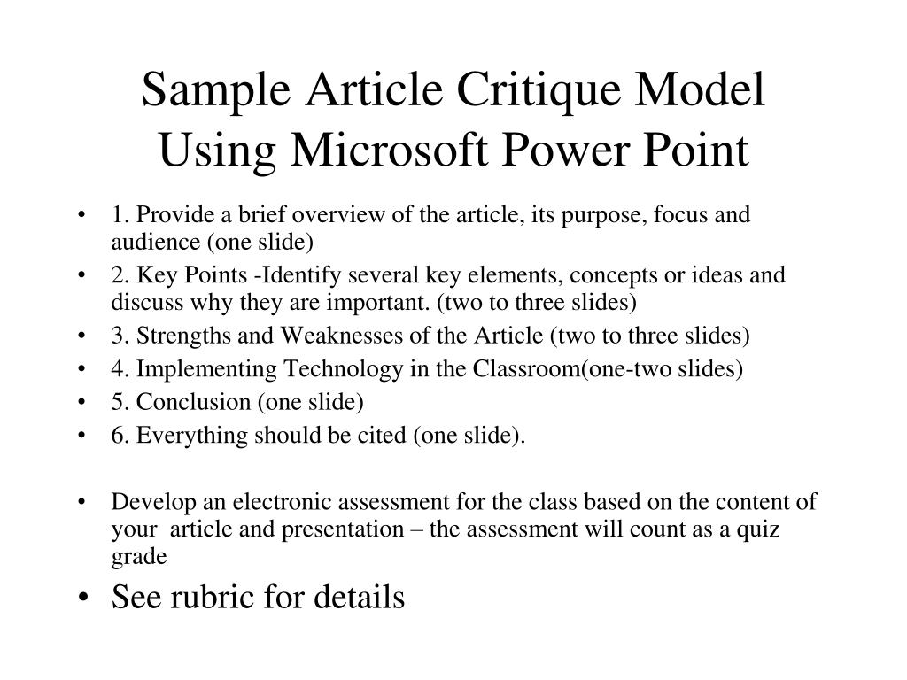 how to critique a presentation example