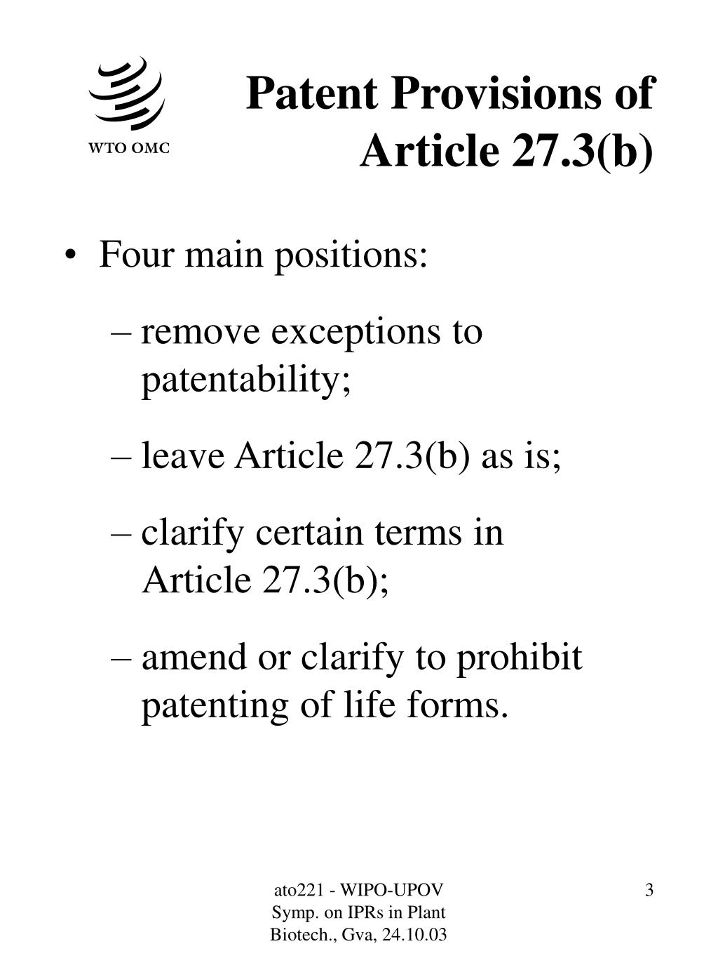 article 27 (3)(b) of trips agreement