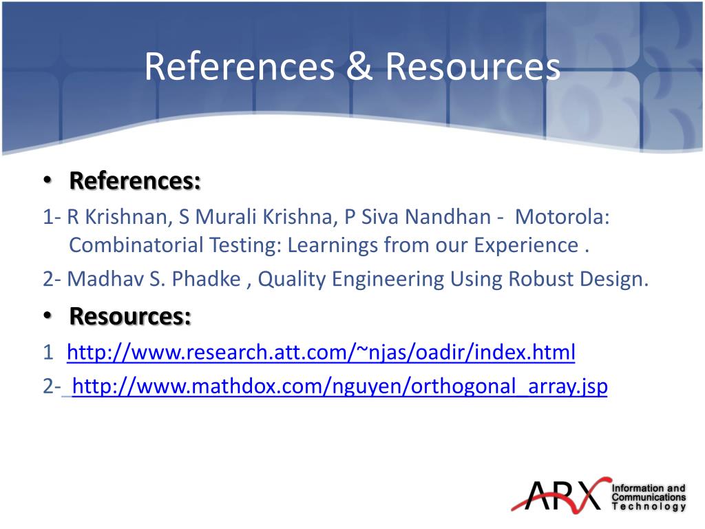 references or resources