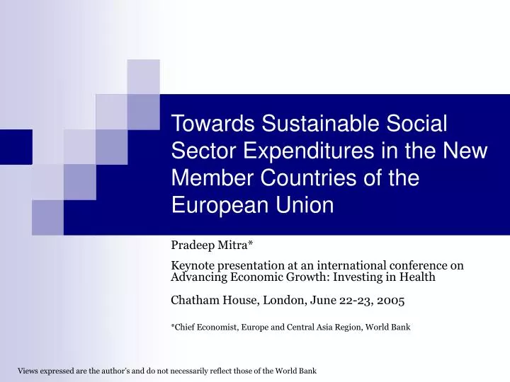 towards sustainable social sector expenditures in the new member countries of the european union n.