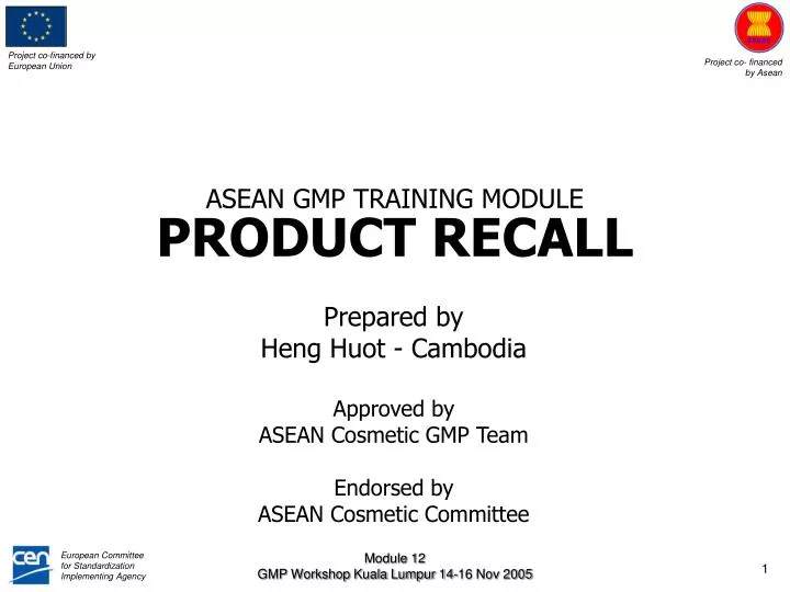 asean gmp training module product recall n.