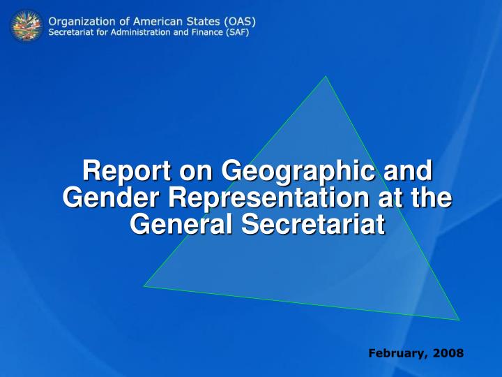 report on geographic and gender representation at the general secretariat n.