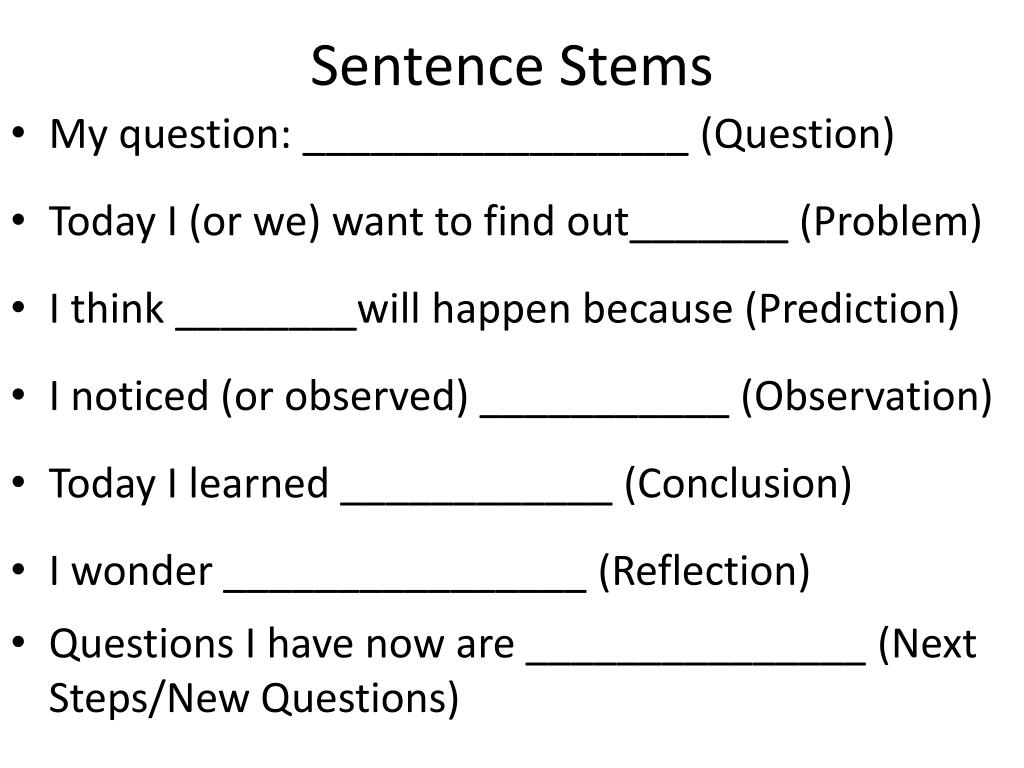 Sentence Stems For Science