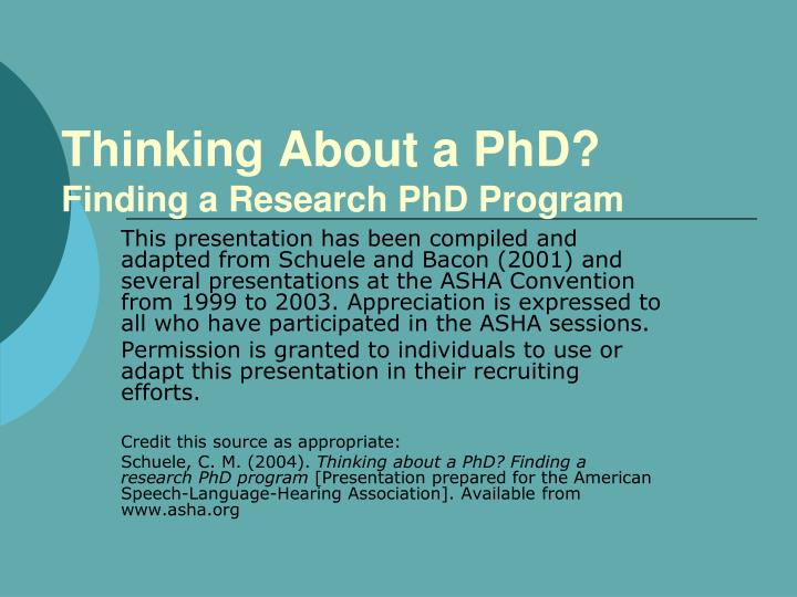 thinking about a phd finding a research phd program n.