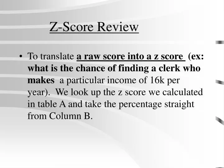 z score review n.