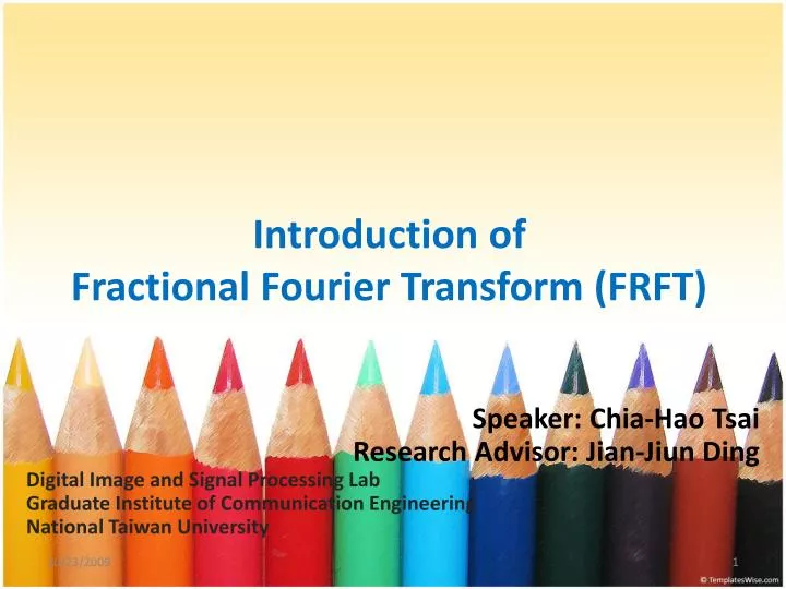 introduction of fractional fourier transform frft n.