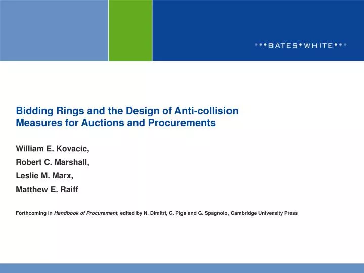 bidding rings and the design of anti collision measures for auctions and procurements n.