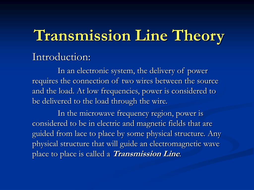 Ppt transmission line theory powerpoint presentation free download