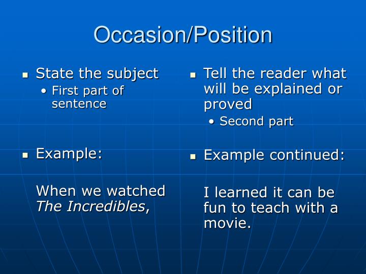 occasional sentence examples