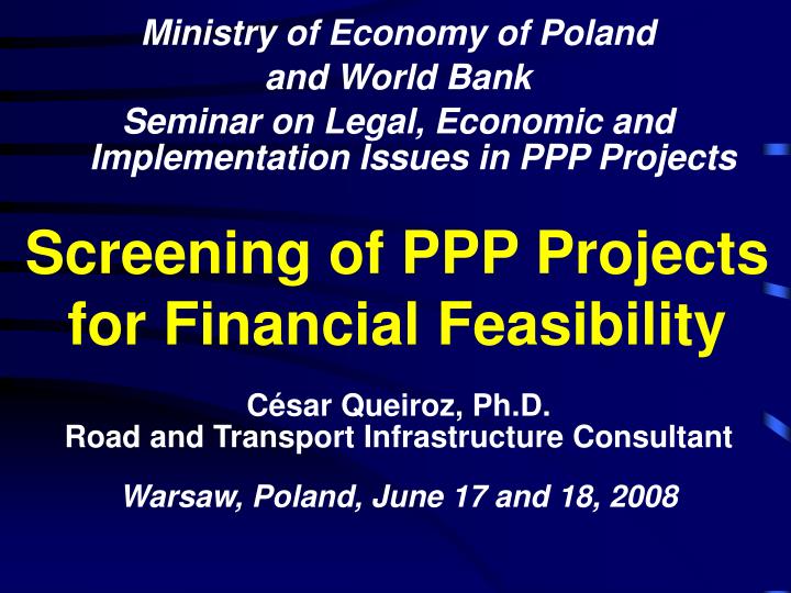 screening of ppp projects for financial feasibility n.