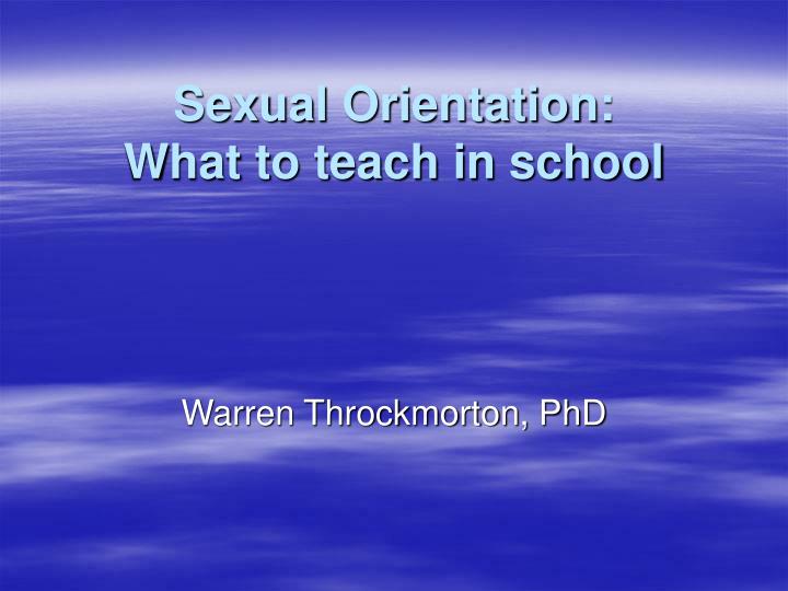 sexual orientation what to teach in school n.