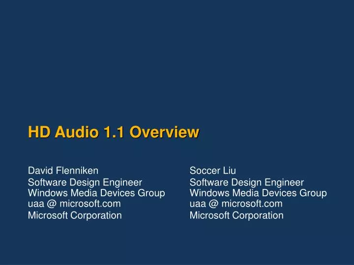 hd audio 1 1 overview n.