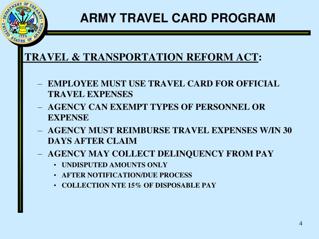 army travel card application