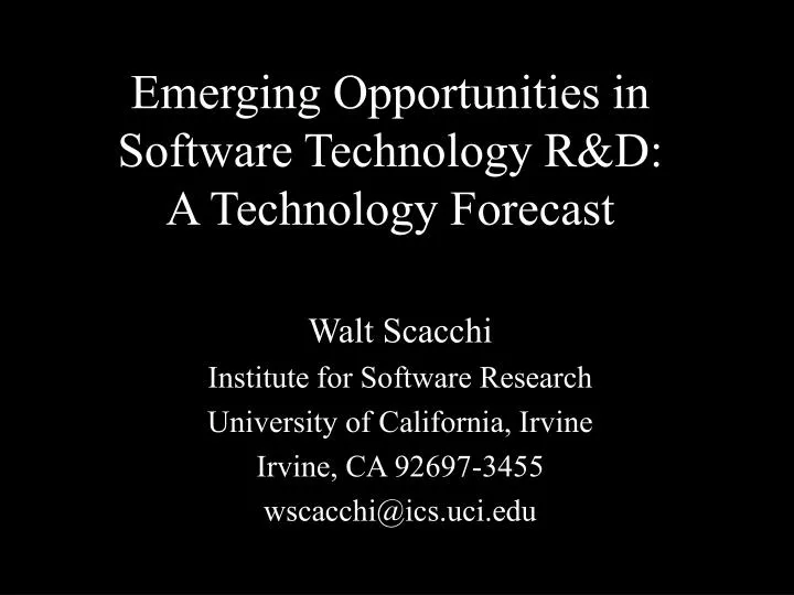 emerging opportunities in software technology r d a technology forecast n.