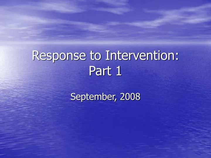 response to intervention part 1 n.