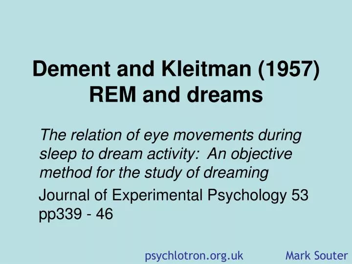 dement and kleitman 1957 rem and dreams n.