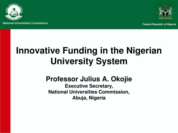 innovative funding in the nigerian university system n.