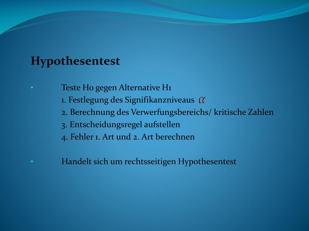 PPT - Hypothesentest (Aufg.7.3) PowerPoint Presentation ...