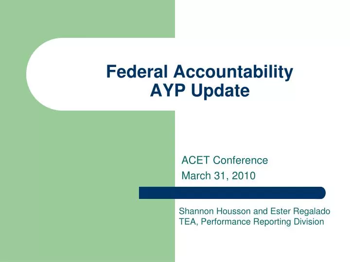 federal accountability ayp update n.