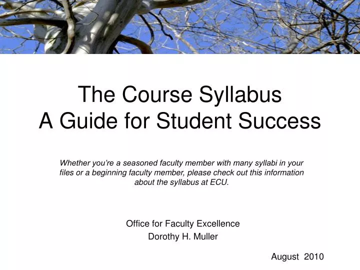 the course syllabus a guide for student success n.