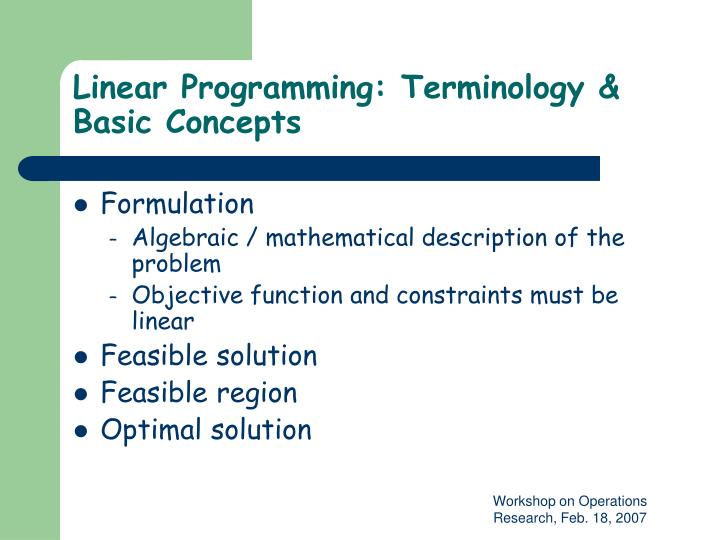 PPT - Workshop on Operations Research: An Introduction PowerPoint ...