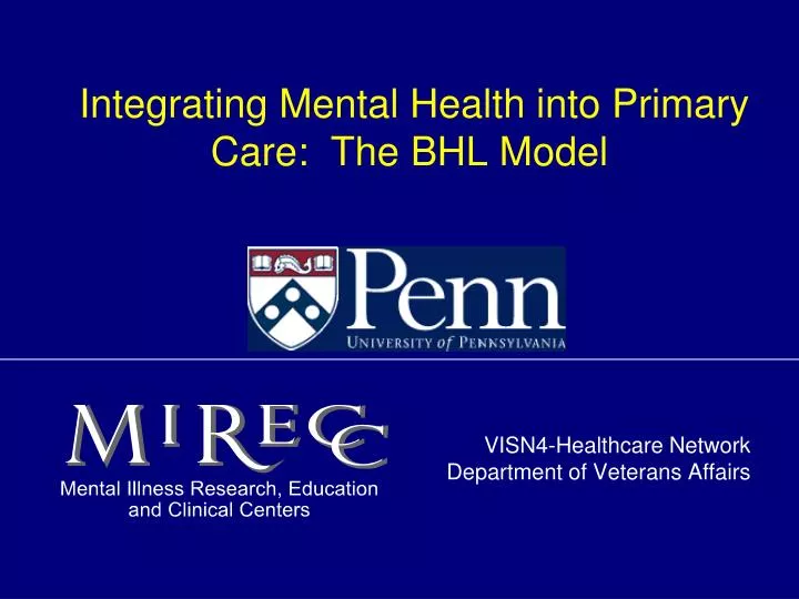 integrating mental health into primary care the bhl model n.