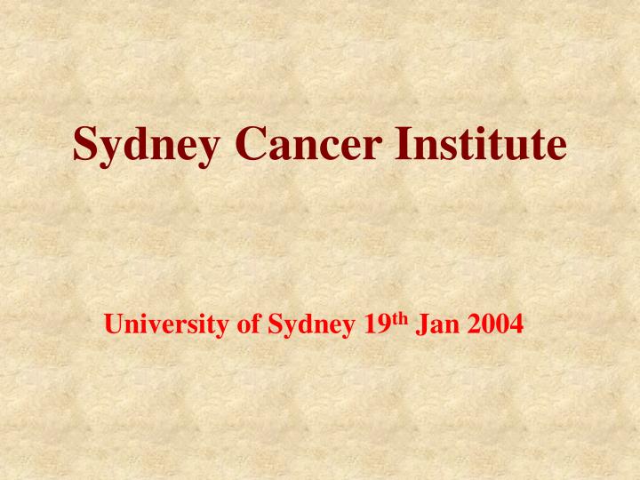 sydney cancer institute n.