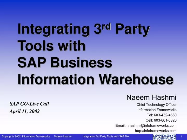 PPT - Integrating 3 rd Party Tools with SAP Business Information Warehouse  PowerPoint Presentation - ID:188560