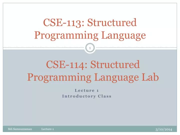cse 113 structured programming language n.