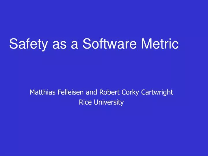 safety as a software metric n.