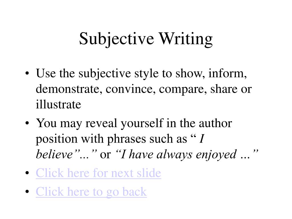 what is subjective essay writing
