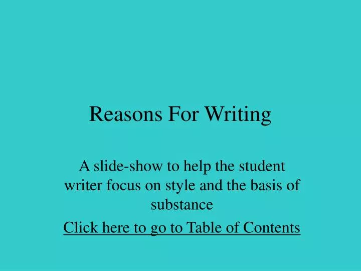reasons for writing n.