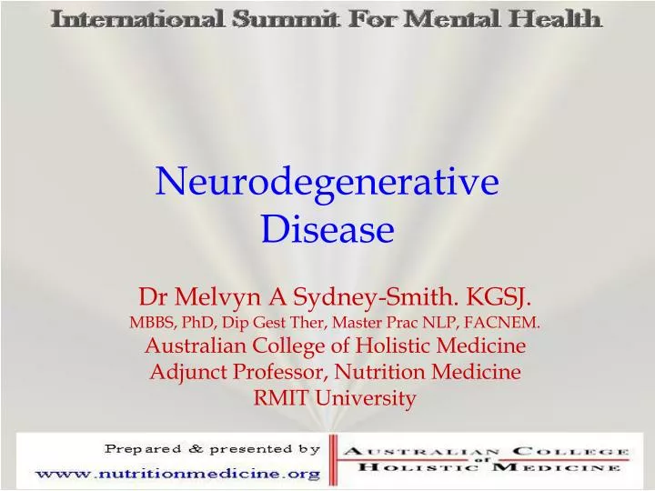 neurodegenerative disease n.