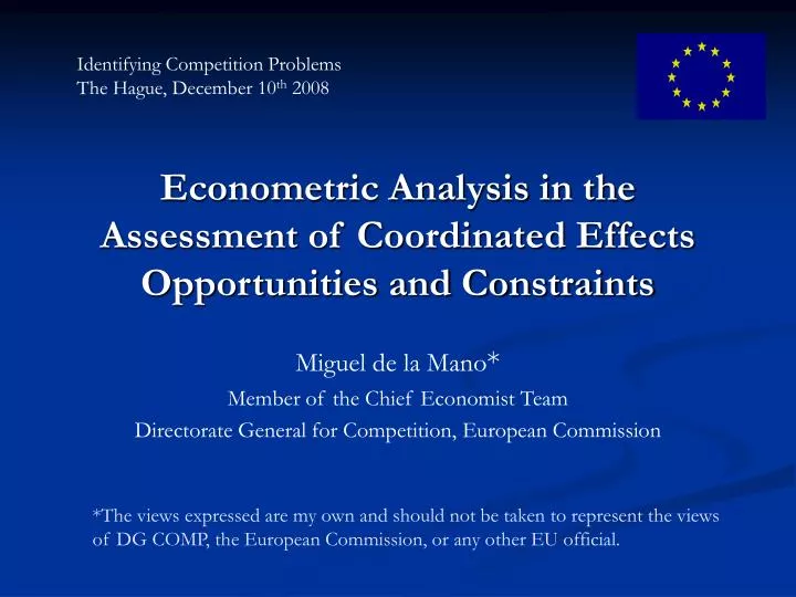 econometric analysis in the assessment of coordinated effects opportunities and constraints n.