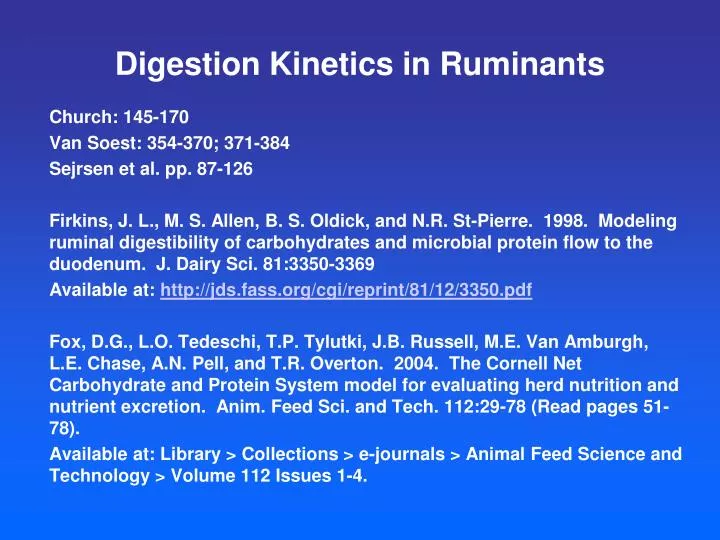 digestion kinetics in ruminants n.