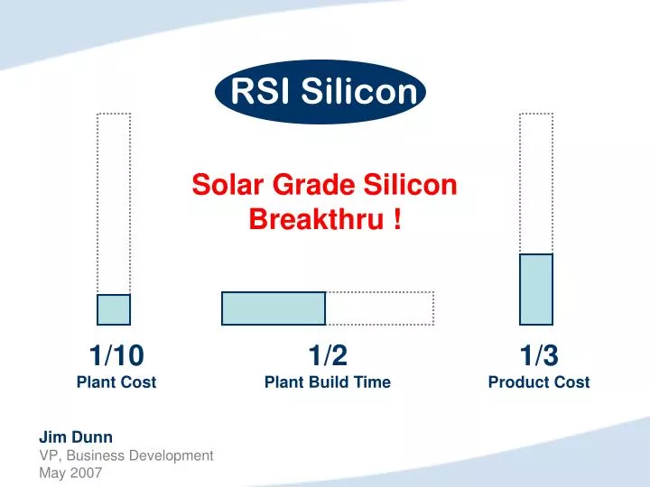 solar grade silicon breakthru n.