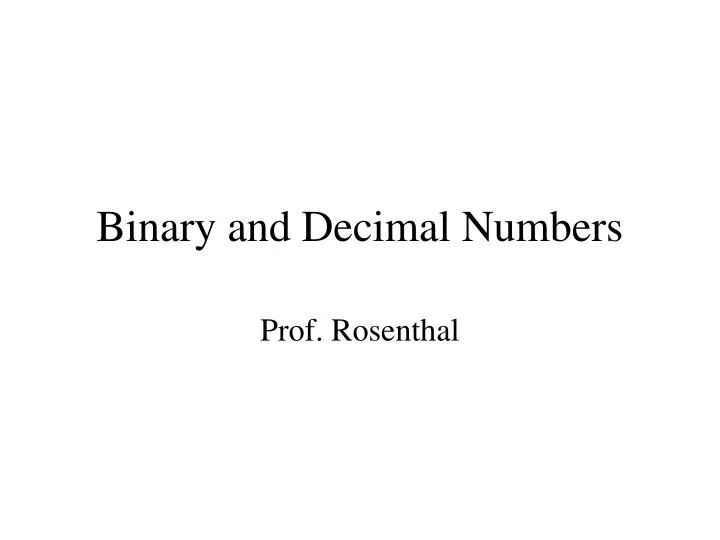 binary and decimal numbers n.