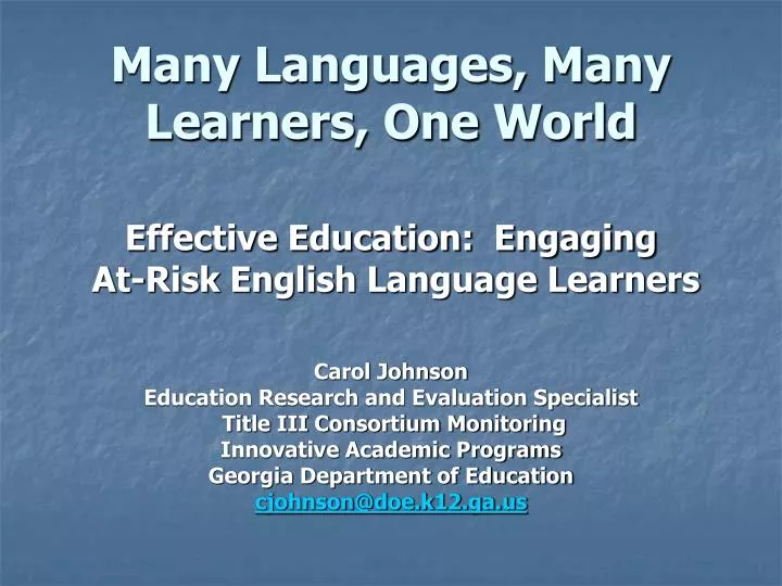 many languages many learners one world n.